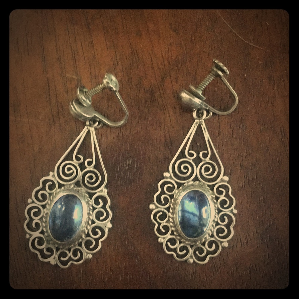 Sterling Silver /blue stone earrings